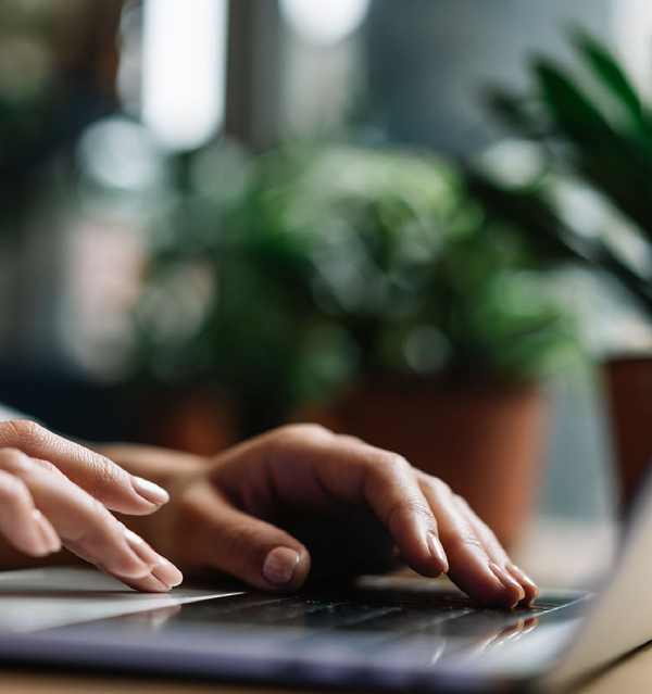 Copywriter creating compelling marketing content on a laptop